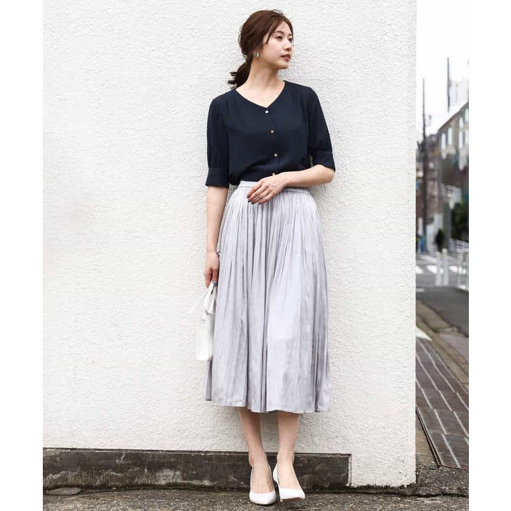 サテンプリーツ加工フレアースカート/洗える | OFUON | 詳細画像15 