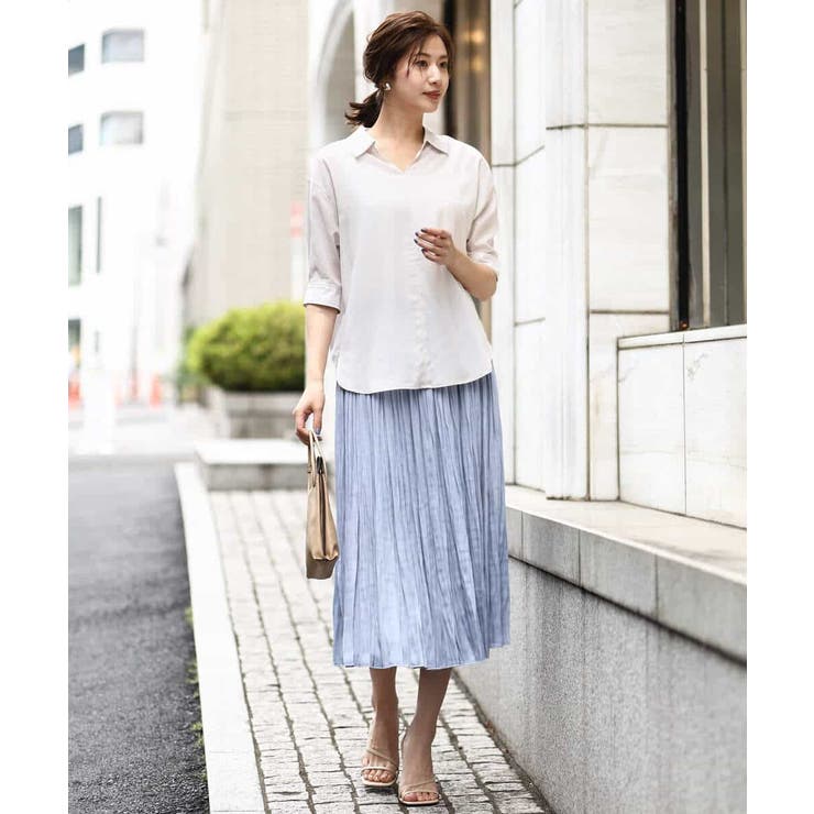 サテンプリーツ加工フレアースカート/洗える | OFUON | 詳細画像22 