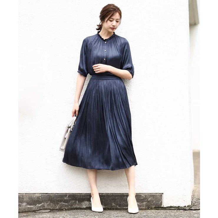 サテンプリーツ加工フレアースカート/洗える | OFUON | 詳細画像5 