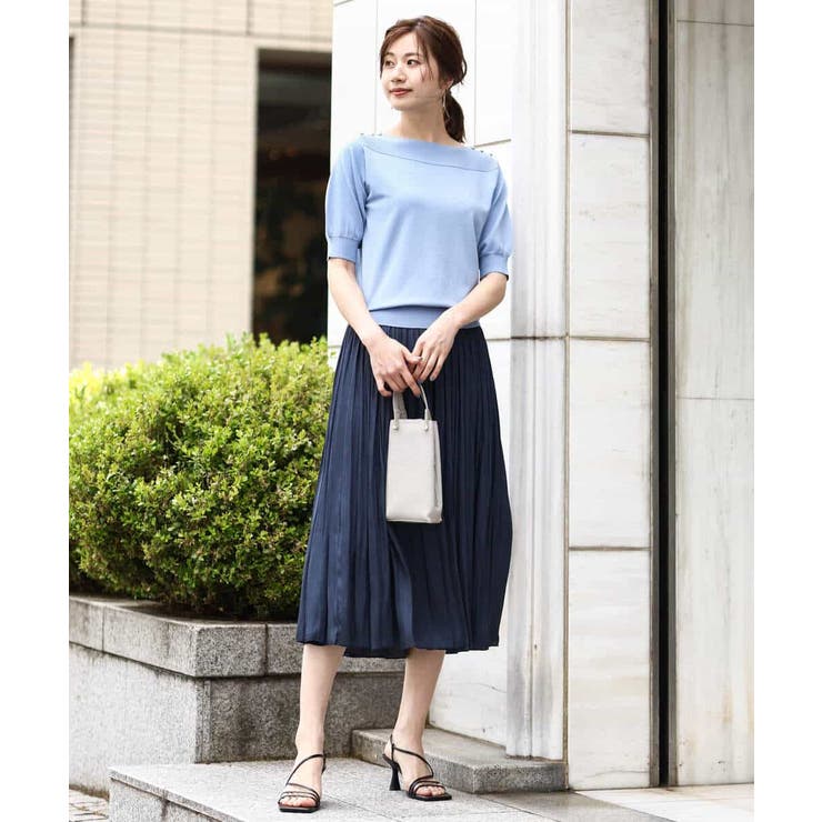サテンプリーツ加工フレアースカート/洗える | OFUON | 詳細画像7 