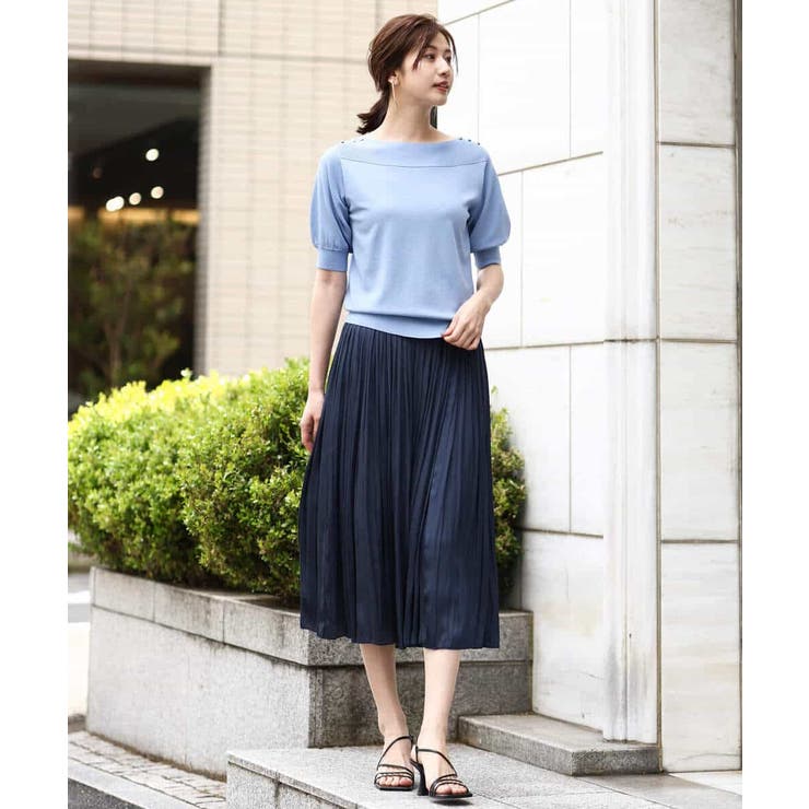 サテンプリーツ加工フレアースカート/洗える | OFUON | 詳細画像8 