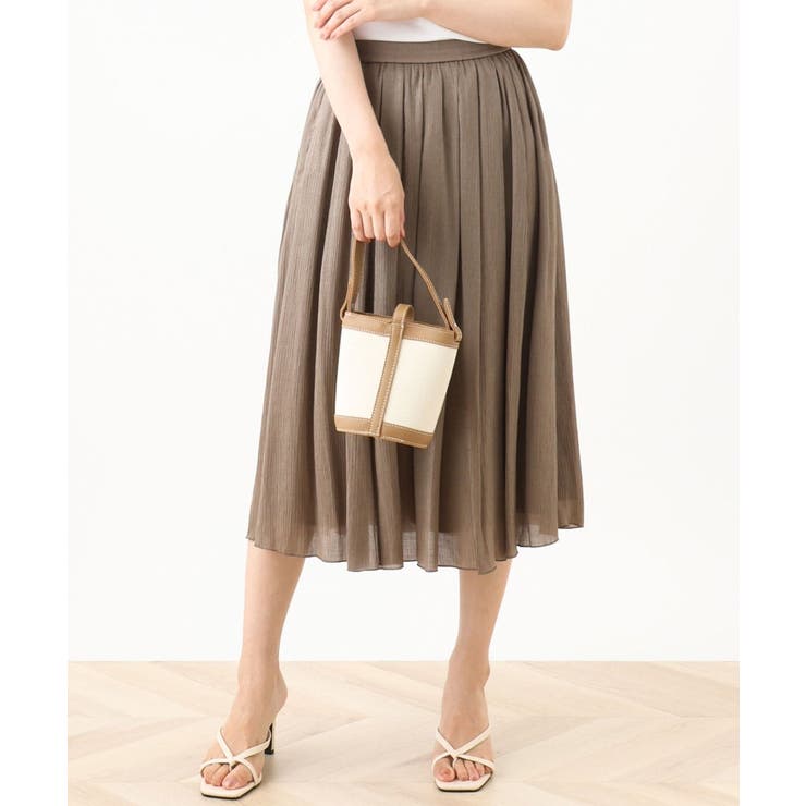 モカ | 楊柳ラメタックギャザースカート/洗える | OFUON