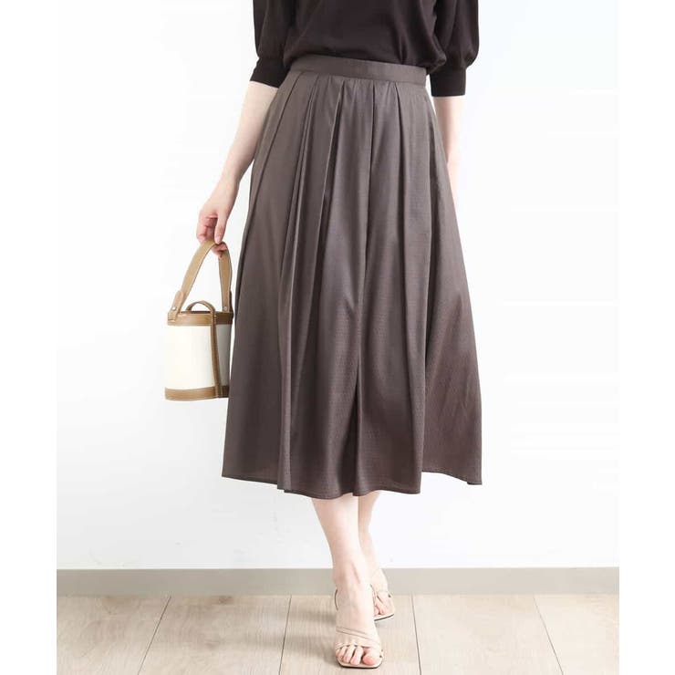 ブラウン | ドットジャガードフレアースカート/UVカット/洗える | OFUON