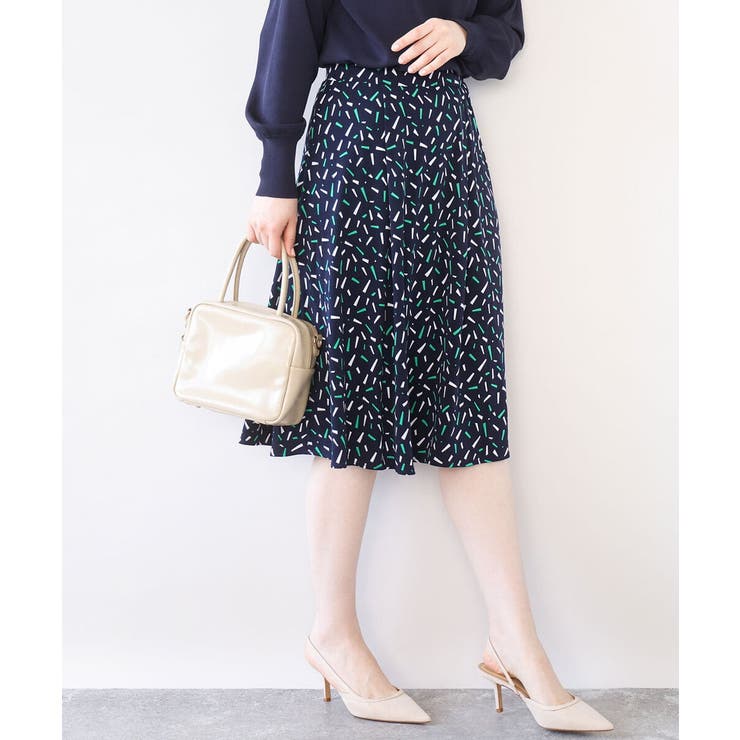 ネイビー | 総柄フレアースカート/洗える/WEB限定サイズあり | OFUON