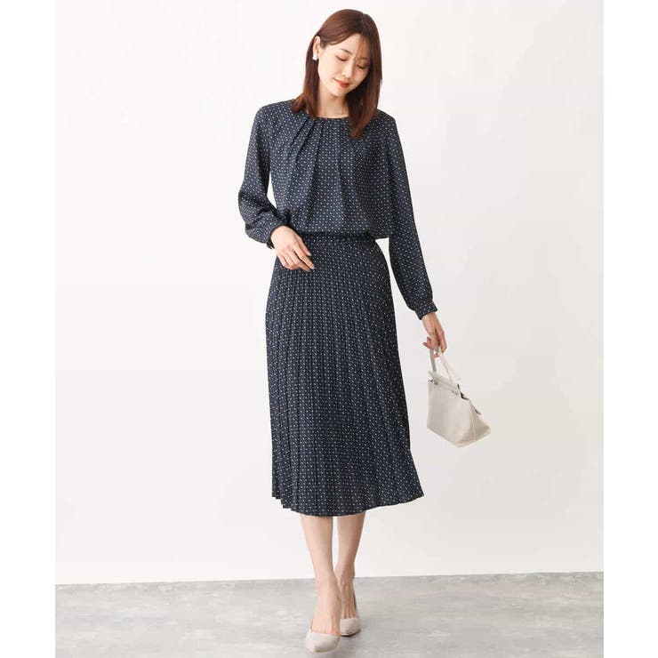 幾何ドット柄プリーツスカート/洗える | OFUON | 詳細画像6 