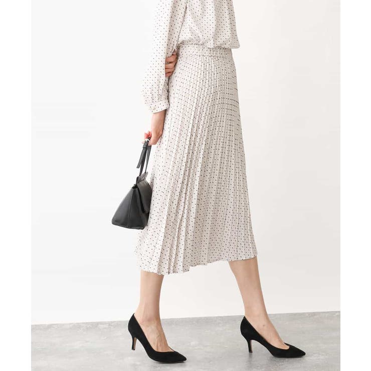 アイボリー | 幾何ドット柄プリーツスカート/洗える | OFUON