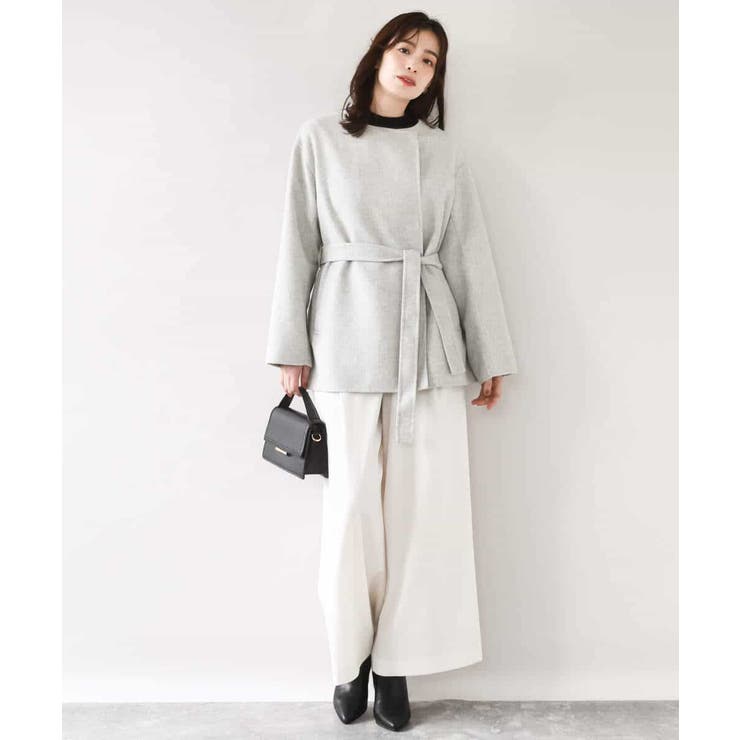 スムースリバー ノーカラーミドル丈コート | OFUON | 詳細画像11 