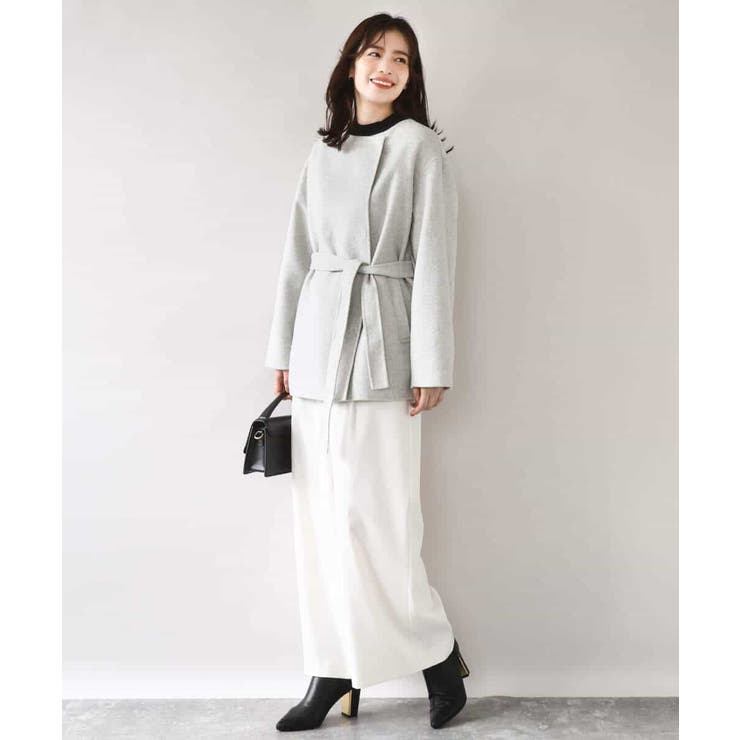 スムースリバー ノーカラーミドル丈コート | OFUON | 詳細画像12 