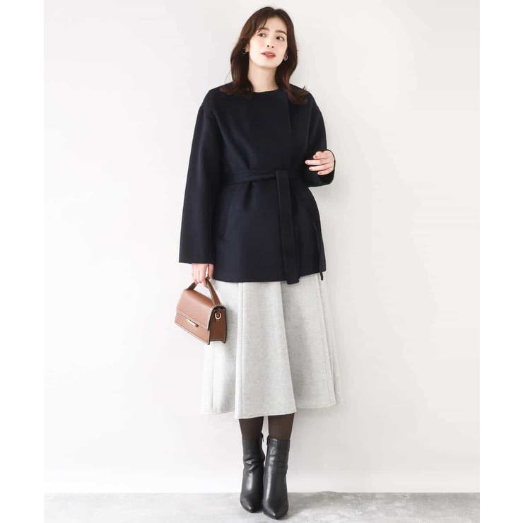 スムースリバー ノーカラーミドル丈コート | OFUON | 詳細画像14 