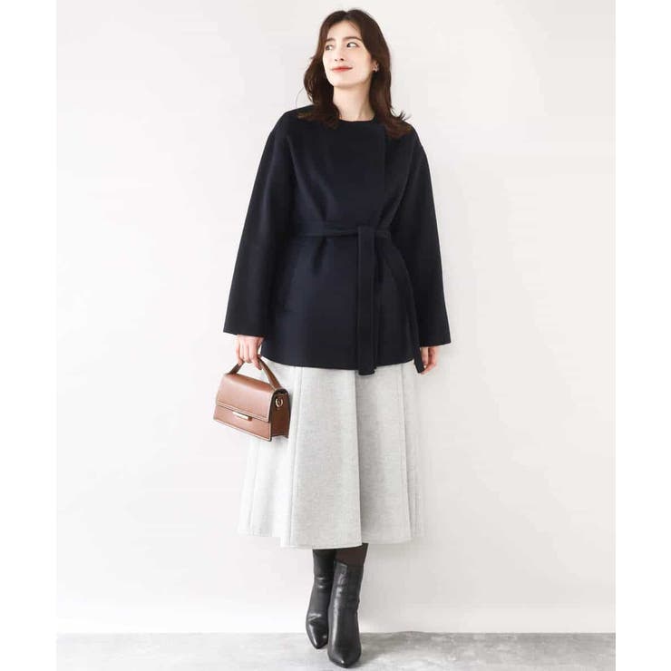 スムースリバー ノーカラーミドル丈コート | OFUON | 詳細画像15 