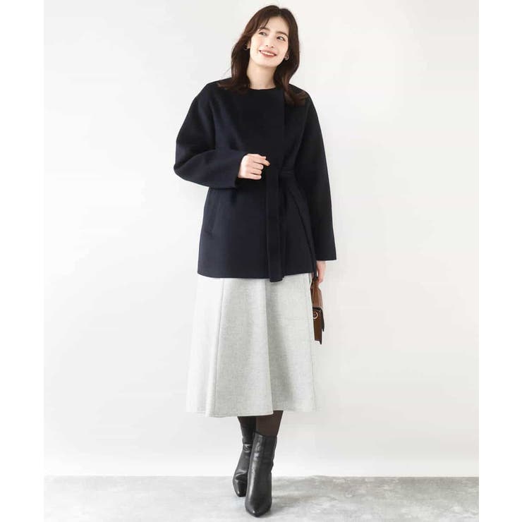 スムースリバー ノーカラーミドル丈コート | OFUON | 詳細画像17 