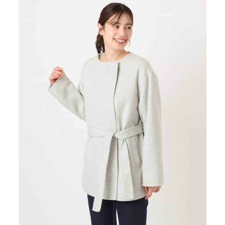 スムースリバー ノーカラーミドル丈コート | OFUON | 詳細画像18 