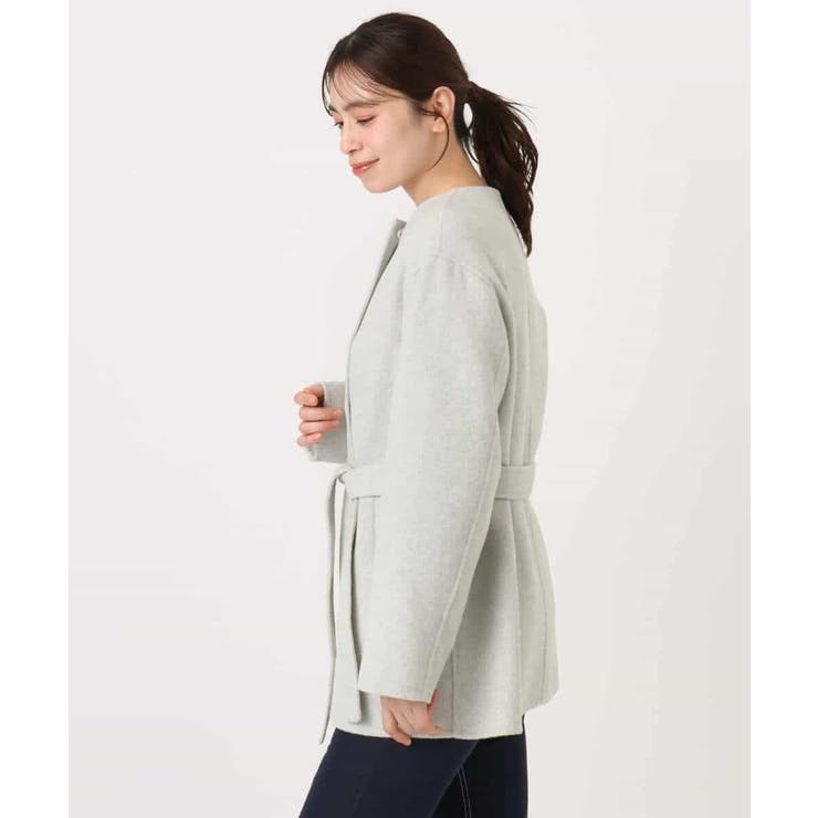 スムースリバー ノーカラーミドル丈コート | OFUON | 詳細画像19 
