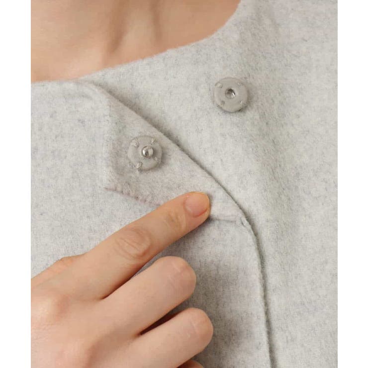 スムースリバー ノーカラーミドル丈コート | OFUON | 詳細画像26 