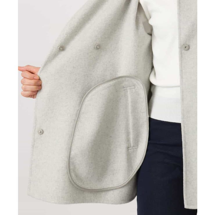 スムースリバー ノーカラーミドル丈コート | OFUON | 詳細画像27 