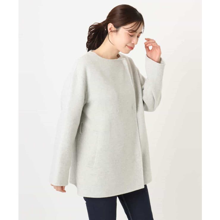 スムースリバー ノーカラーミドル丈コート | OFUON | 詳細画像29 
