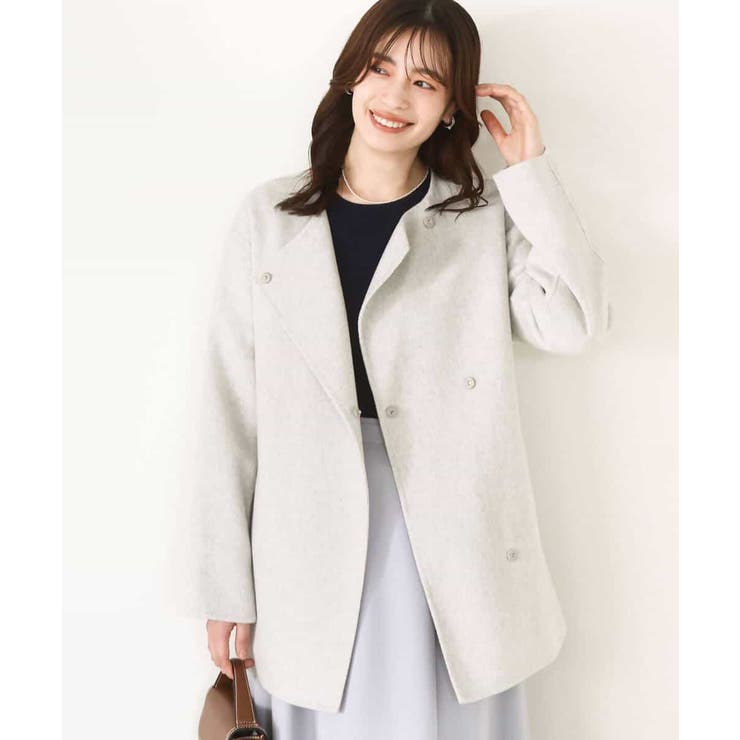 スムースリバー ノーカラーミドル丈コート | OFUON | 詳細画像6 