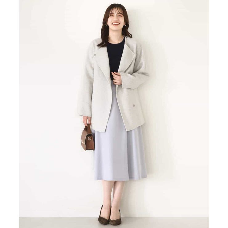 スムースリバー ノーカラーミドル丈コート | OFUON | 詳細画像7 