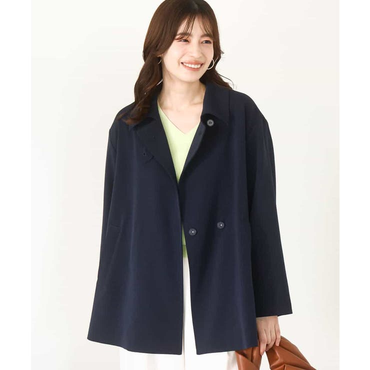 ネイビー | ミドル丈スタンドコート/洗える/WEB限定サイズあり | OFUON