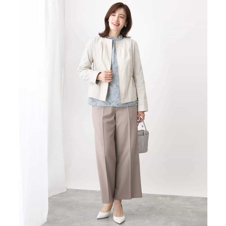 ナイロンストレッチノーカラーブルゾン/洗える/WEB限定サイズあり | OFUON | 詳細画像12 