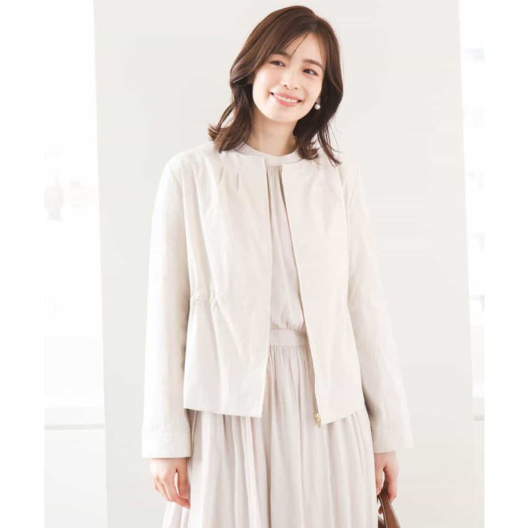 ナイロンストレッチノーカラーブルゾン/洗える/WEB限定サイズあり | OFUON | 詳細画像2 