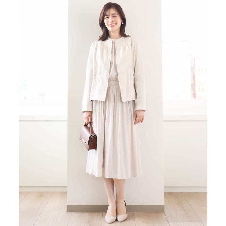 ナイロンストレッチノーカラーブルゾン/洗える/WEB限定サイズあり | OFUON | 詳細画像3 