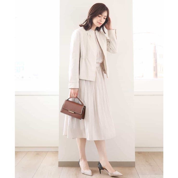 ナイロンストレッチノーカラーブルゾン/洗える/WEB限定サイズあり | OFUON | 詳細画像4 