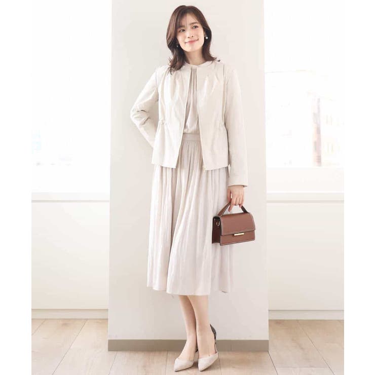 ナイロンストレッチノーカラーブルゾン/洗える/WEB限定サイズあり | OFUON | 詳細画像6 