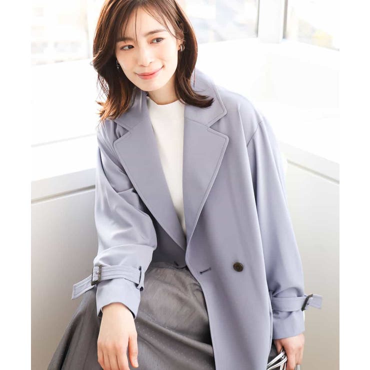 グレイッシュブルー | ショート丈ツイルトレンチコート/洗える/WEB限定サイズあり | OFUON