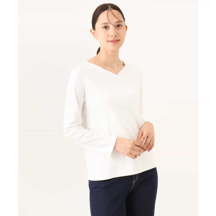 ハートネックコットンカットソー/洗える/WEB限定サイズあり | OFUON | 詳細画像23 