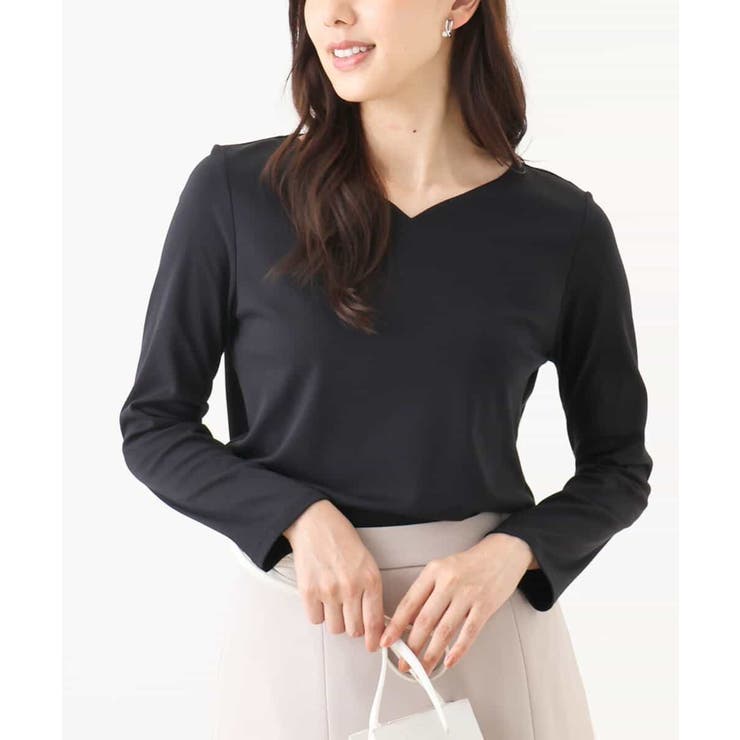 ブラックネイビー | ハートネックコットンカットソー/洗える/WEB限定サイズあり | OFUON