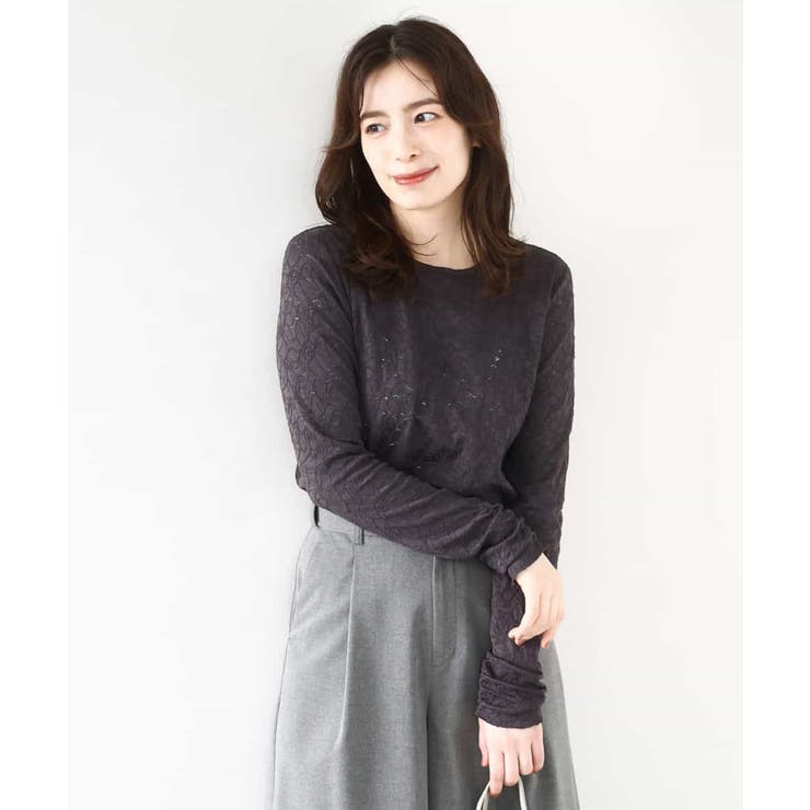 シャーリングデザインレースカットソー/洗える/WEB限定サイズあり | OFUON | 詳細画像1 