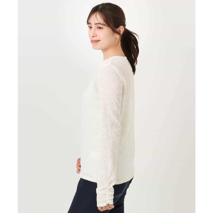 シャーリングデザインレースカットソー/洗える/WEB限定サイズあり | OFUON | 詳細画像18 