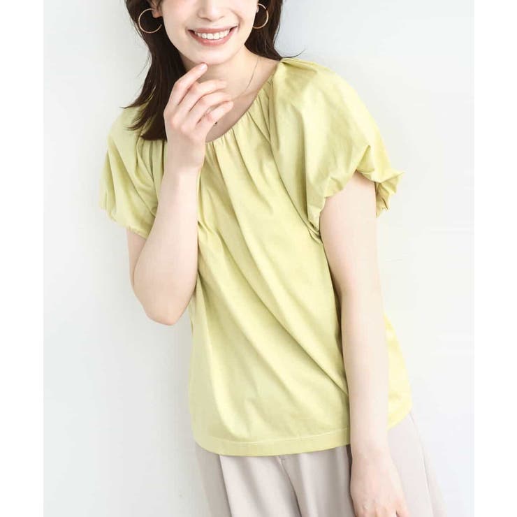イエロー | バルーンスリーブカットソー/接触冷感/洗える | OFUON