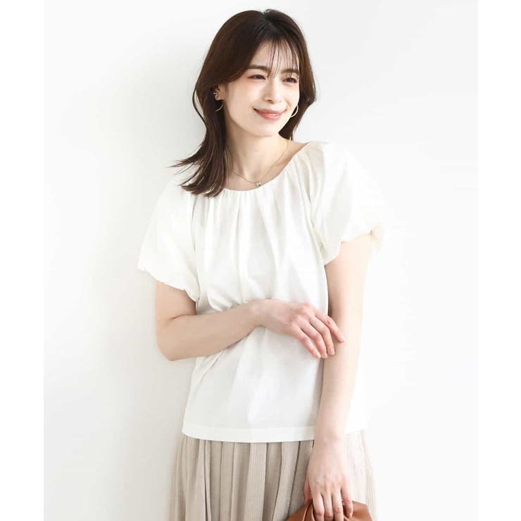ホワイト | バルーンスリーブカットソー/接触冷感/洗える | OFUON