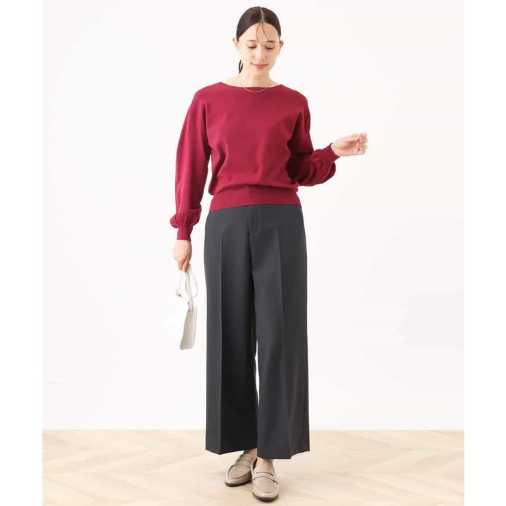 [名品シリーズ]ストレッチワイドパンツ（ストライプ・無地） | OFUON | 詳細画像6 