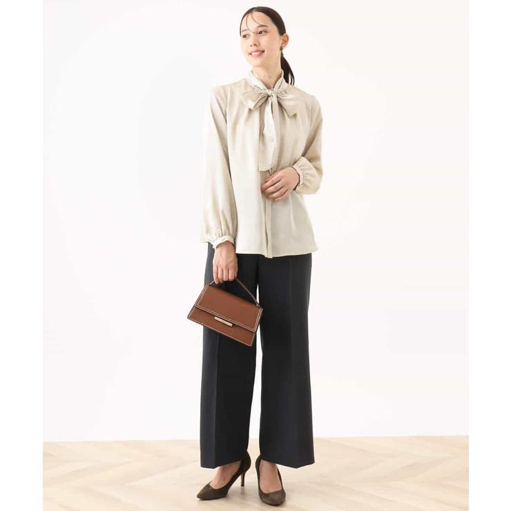 [名品シリーズ]ストレッチワイドパンツ（ストライプ・無地） | OFUON | 詳細画像8 