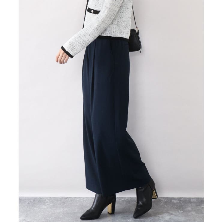 ネイビー | ストレッチワイドストレートパンツ/洗える | OFUON