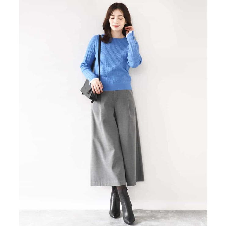 TRソフトストレッチ裏起毛ガウチョパンツ/洗える | OFUON | 詳細画像32 