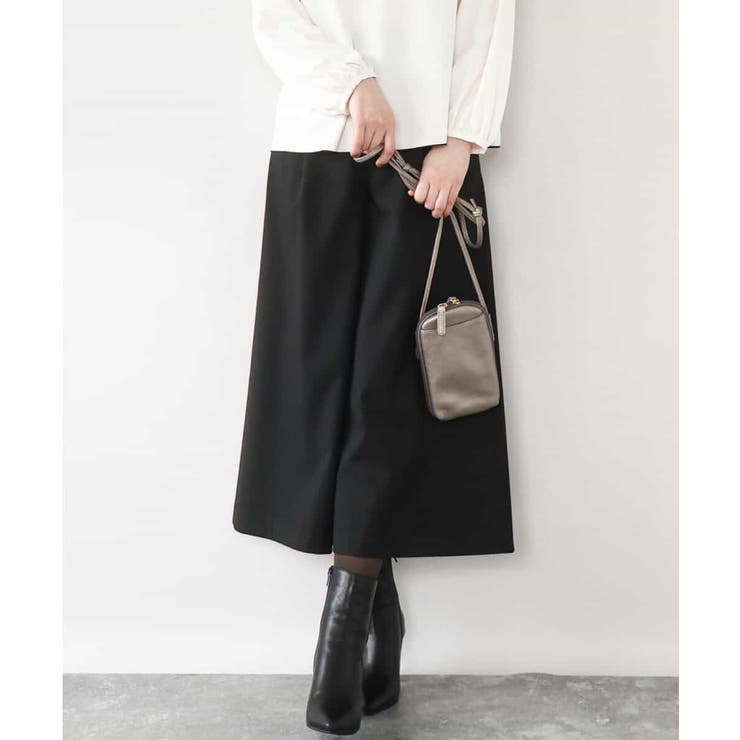 ブラック | TRソフトストレッチ裏起毛ガウチョパンツ/洗える | OFUON