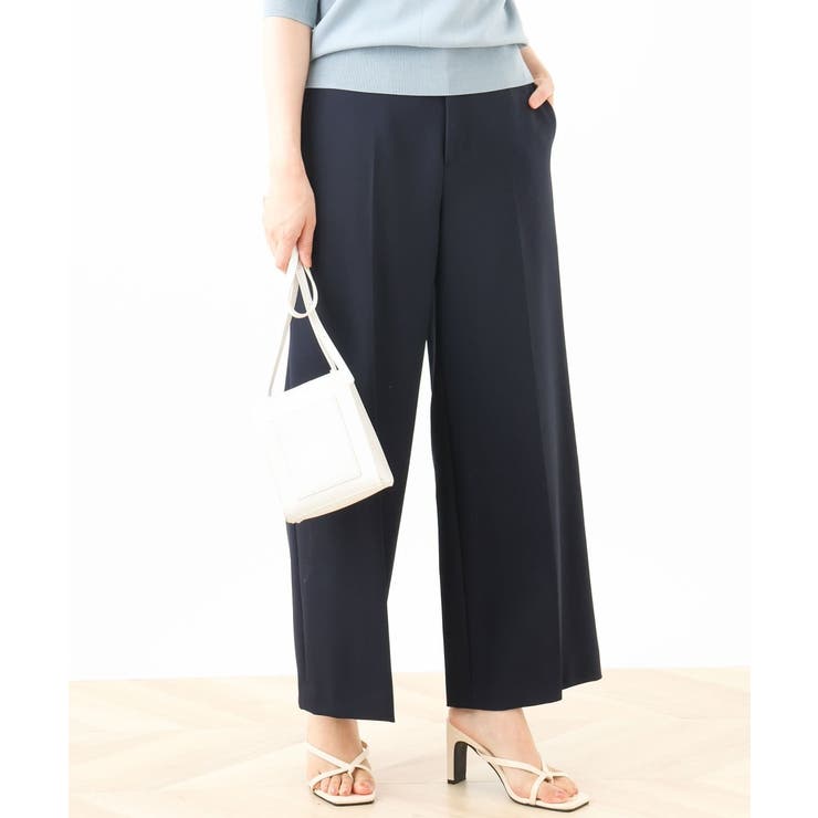 ネイビー | [名品シリーズ]ストレッチワイドパンツ/WEB限定サイズあり/洗える | OFUON