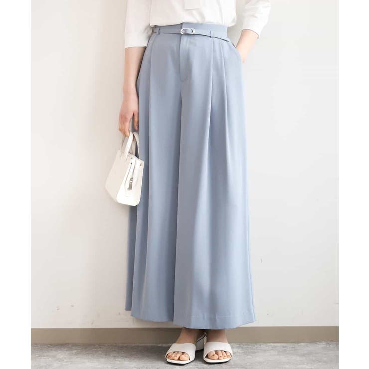 ライトブルー | ストレッチ2タックワイドパンツ UVカット 接触冷感 | OFUON