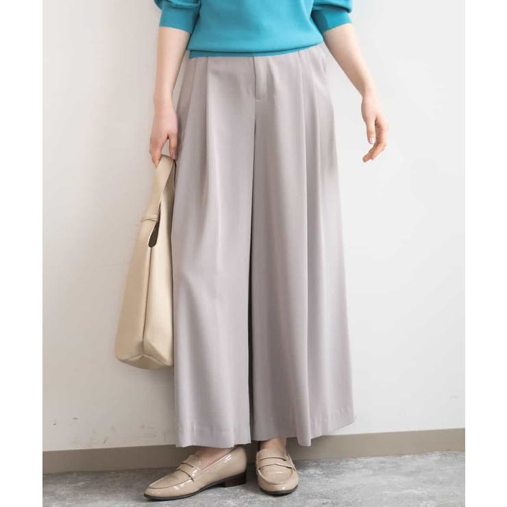 モカベージュ | ストレッチ2タックワイドパンツ UVカット 接触冷感 | OFUON