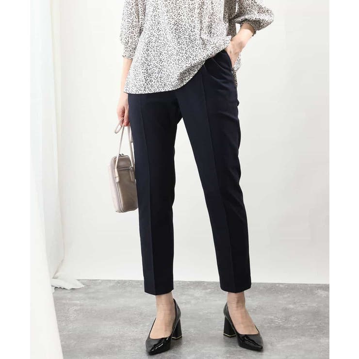 ネイビー | [名品シリーズ]ストレッチテーパードパンツ/洗える/WEB限定サイズ | OFUON
