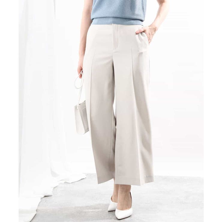 ベージュ | [名品シリーズ]ストレッチワイドパンツ/洗える/WEB限定サイズ | OFUON
