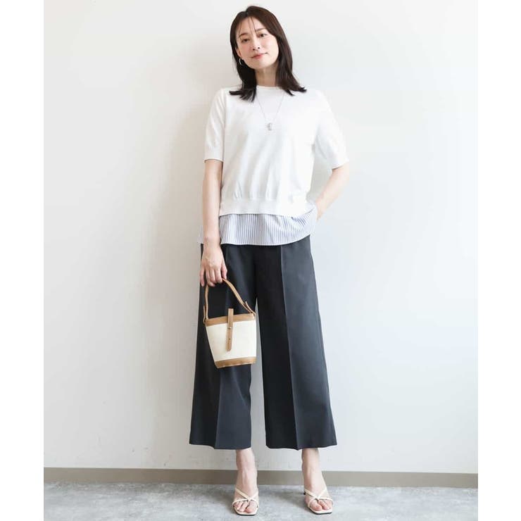 共布ベルト付きワンタックワイドパンツ UVカット 洗濯機で洗える | OFUON | 詳細画像18 