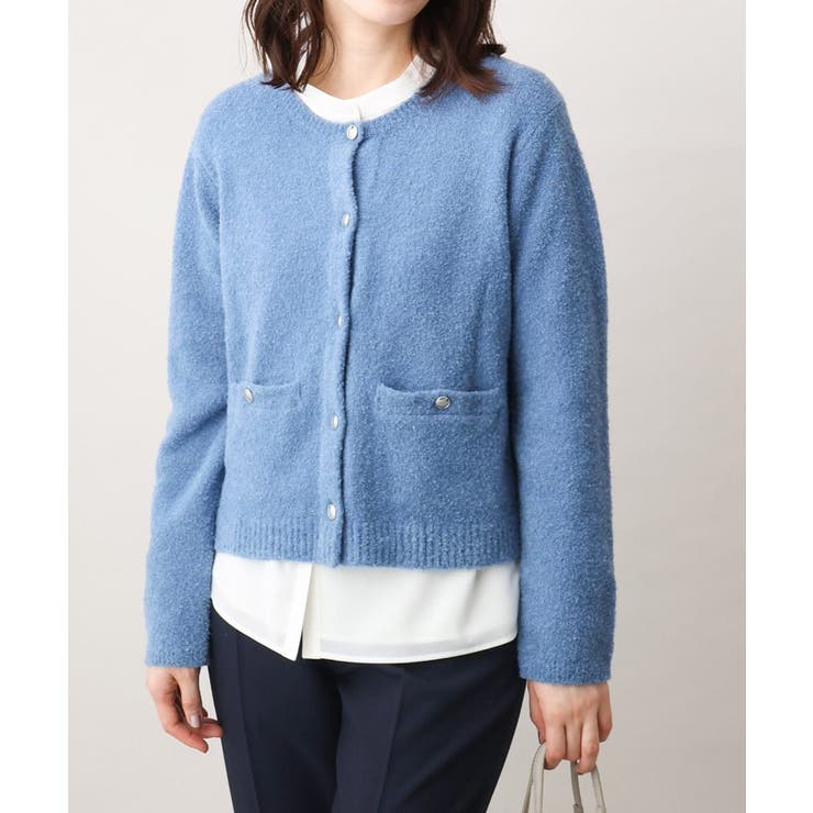 ブルー | ミニブークレーニットカーディガン/洗える/WEB限定サイズあり | OFUON