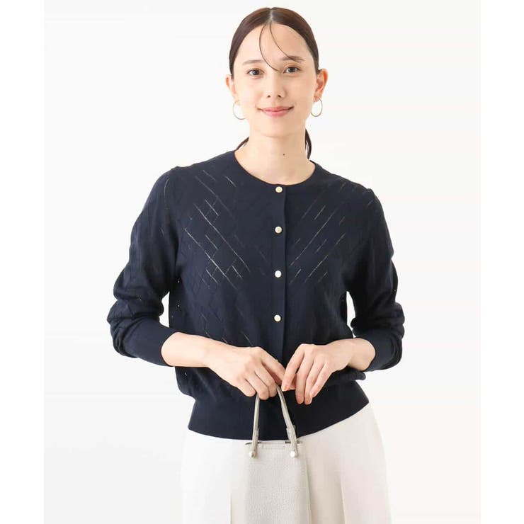 ダイヤ柄ニットカーディガン/洗える/WEB限定サイズあり | OFUON | 詳細画像2 