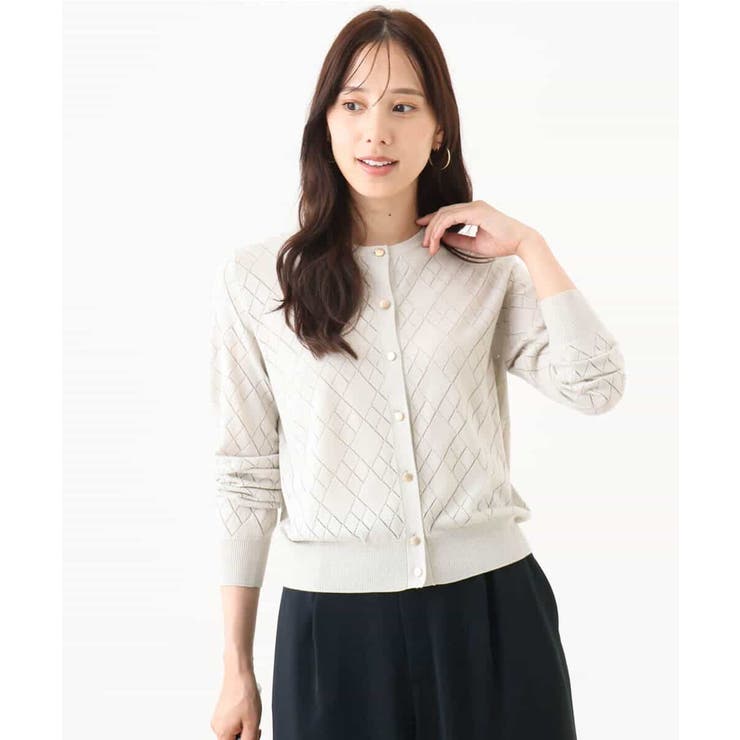 ダイヤ柄ニットカーディガン/洗える/WEB限定サイズあり | OFUON | 詳細画像6 