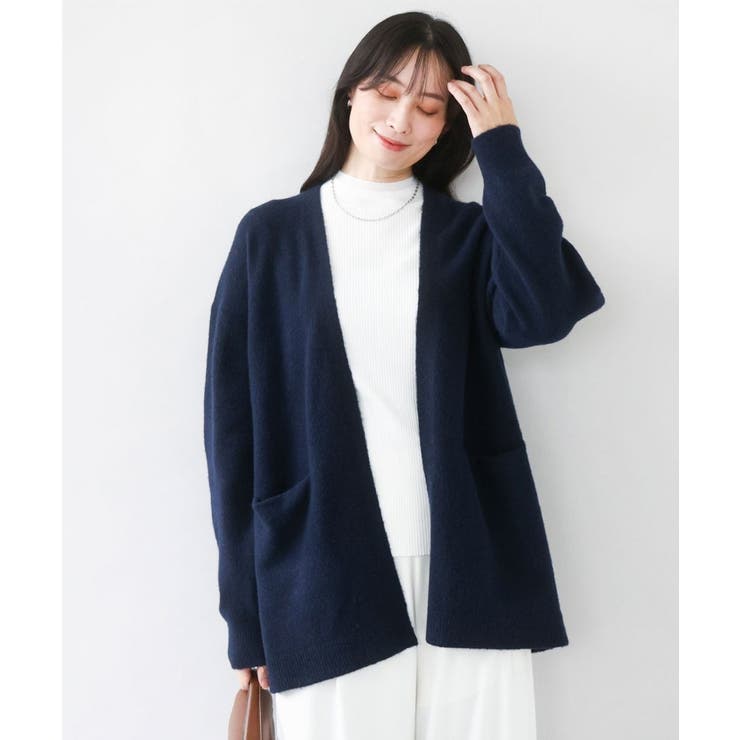 ネイビー | ソフト起毛ニットカーディガン/洗える/WEB限定サイズあり | OFUON